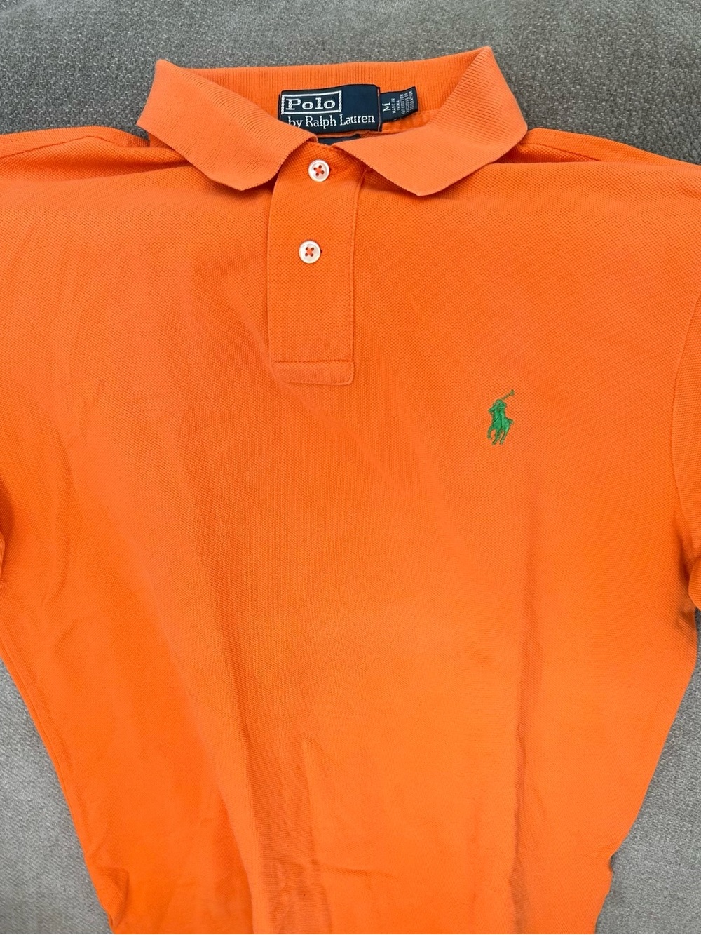 Polo by Ralph Lauren Orange Short‑Sleeve Pique Polo with Green Pony